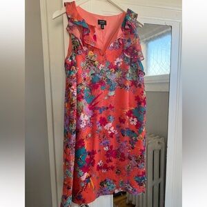 Nicole by Nicole Miller Coral Floral shift lined orange pink Dress size 10